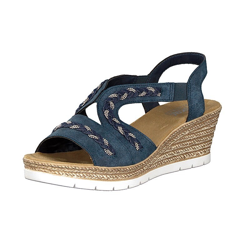 Sandalias Cunha Rieker 619D8-14 Para Mulher - Azuis